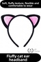 # Catearcrown Cute Fluffy Cat Ear Crown Black Pink Soft Flexible Costume Party Accessory Cospla