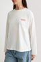 Ekru Pamuklu Sırt Baskılı Oversize Bisiklet Yaka Örme T-Shirt TWOAW27TS00064 TWOAW27TS00064 - 3