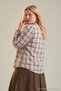 Multi-Colored Shawl Detailed Plaid Oversized Blouse Tbbaw27Ax00037 - 4