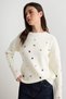 Ecru Viral Stone Embellished Soft Textured Knitwear Sweater Twoaw27Kz00328