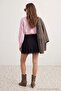 Black Pleated Skirt with Lace Mini Skirt Twoaw27Et00014 - 4