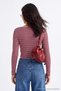Kırmızı Çizgili Fitted/Vücuda Oturan Triko Görünümlü Düğmeli Esnek Bluz TWOAW27BZ00409 - 5