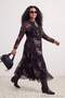 Brown Hakim Collar Floral Patterned Tulle Knitted Plus Size Dress Tbbaw27Ah00095 - 2