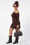 Brown Troc Detailed Asymmetrical Collar Mini/Short Knitted Plus Size Dress Tbbaw27Ah00110 - 3