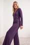 Purple Buttoned Viscose Ribbed Knitted Pajamas Set Thmaw27Pt00273 - 2