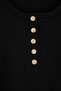 Black Buttoned Collar Fitted/Flex Fit Ribbed Knitted Blouse Tbbaw27Af00050 - 2