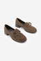 Women's Genuine Leather Folded Bow Detailed Loafer Casual Shoes Sanero Brown Suede - 5