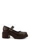 Women's Brown Thick Heeled Mary Jane Shoes