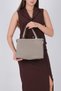 Beige - Beige Leather Women's Handbag Sp1237 - 2