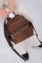 Coffee - Brown Satin Women's Backpack Sp1209 - 3