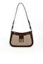 Coffee Yellow - Brown Plaid Line Square Women's Crossbody Bag Sp1132