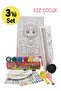 Girl Painter Set - Set of 3 20x30 cm Canvas, 2 pcs.Brush, Palette, Paint and Easel