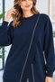 Comfortable Tunic with Cross Zipper Detail Navy Blue 10771 - 3
