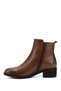 Women's Tan Antique Zippered Thick Heeled Genuine Leather Boots - 6