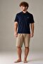 Premium Men's 100% Cotton Breathable Fabric Short Sleeve Buttoned Collar Shorts Pajama Set - 3