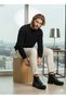 Men's Black Fur Lined Warm Lining Zippered Genuine Leather Boots 4249 - 7