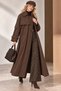 Premium Quality Brown Cape Detailed Oversized Long Trench Coat with Belt and Back Slit - 6