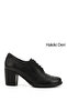 Women's Black Lace-Up Medium Thick Heeled Genuine Leather Oxford Shoes