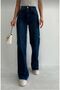 Navy Blue Lycra Super High Waist Wide Leg Palazzo Loose Jean Trousers (Full Fit) - 2