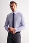 Men's Blue Long Sleeve Hard Collar Cotton Slim Fit Shirt 1004240008 - 3