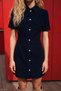 Short Sleeve Mini Dress - Navy Blue - 2