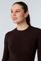 Women's Bitter Brown Cotton Long Sleeve Crew Neck Basic Long Blouse - 4