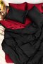 Reversible Double Duvet Cover Set with Elastic Bed Sheet Black-Burgundy