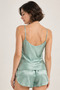 Women's Mint Green Satin Shorts Pajama Set - Comfortable and Stylish Homewear with Straps - 2