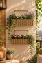 Car 6034 Hanging Rectangular Rattan Basket in 2 Sizes - 2-Piece Rattan Flower Pot