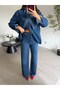 Blue collar stone palazzo denim set - 6