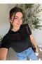 Black Buttoned Front Short Sleeve Sweater - 4