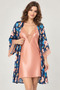 Women's Satin Nightgown and Robe Set - Floral and Lace Detailed Two-Piece Set - 6