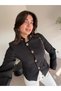 Black Padded Jacket with Gold Buttons