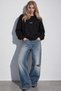Women's Oversize Sweatshirt Amore Printed with Shardonlu Pattern in Black – Crew Neck, 3 Thread Shardonlu - 5