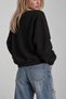 Women's Oversize Sweatshirt Amore Printed with Shardonlu Pattern in Black – Crew Neck, 3 Thread Shardonlu - 4