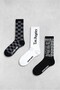 3 Pairs Patterned Ukhwd Cotton Sole Written Skate Tennis Men's Socks 40-45