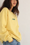 Women's Oversize Sweatshirt Amor Printed Yellow with Fringe – Crew Neck, 3 Thread Fringe - 3