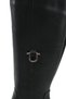Black Women's Riding Boots with Flat Thick Soles and Buckles - 4