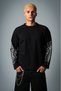 Black Script Waffle Crop Long Sleeve Men's T-Shirt - 2