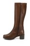 Women's Brown Antique Zippered Thick Heeled Genuine Leather Boots - 5