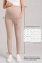390 Beige Color Modal Adjustable High Waist Maternity Sweatpants - Flexible and Comfortable Maternity Wear - 3