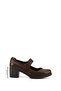 Women's Brown Antique Medium Thick Heeled Genuine Leather Shoes - 2