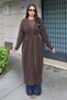 Knitwear Belted Long Cardigan Brown