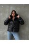 Women's Leather Puffer Coat - 2