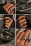 Vintage Series Adjustable Rustproof Tarnish Ellipse Design Labradorite Natural Stone Bronze Ring - 3