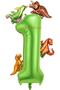 Dinosaur Concept Green Number 1 Year Old Balloon Green Color Dinosaur Age Balloon Flying Helium Number Balloon - 2