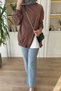 Women's 2 Thread Combed Cotton Zipper Detailed Asymmetrical Cut Hijab Tunic 371 Brown - 2
