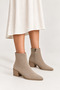 Women's Heeled Short Boots Beige Suede - 2