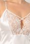 Women's Ecru Plus Size Lace Detailed Satin Shorts Pajama Set - 6
