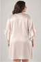 Women's Plus Size Ecru Lace Detailed Satin Nightgown and Dressing Gown Set 2 Pieces - 3